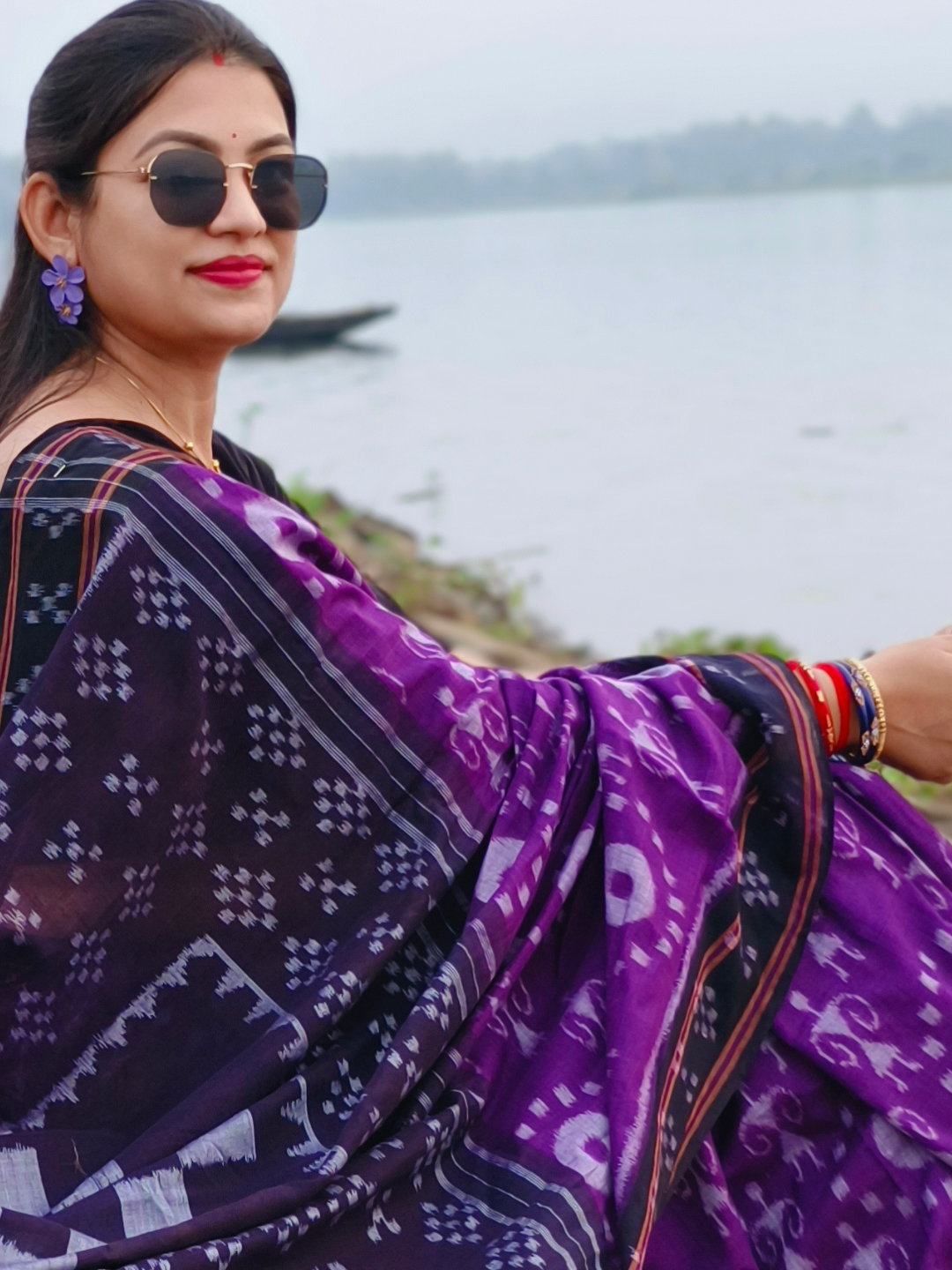 Sambalpuri Handloom Pure Cotton Saree Purple