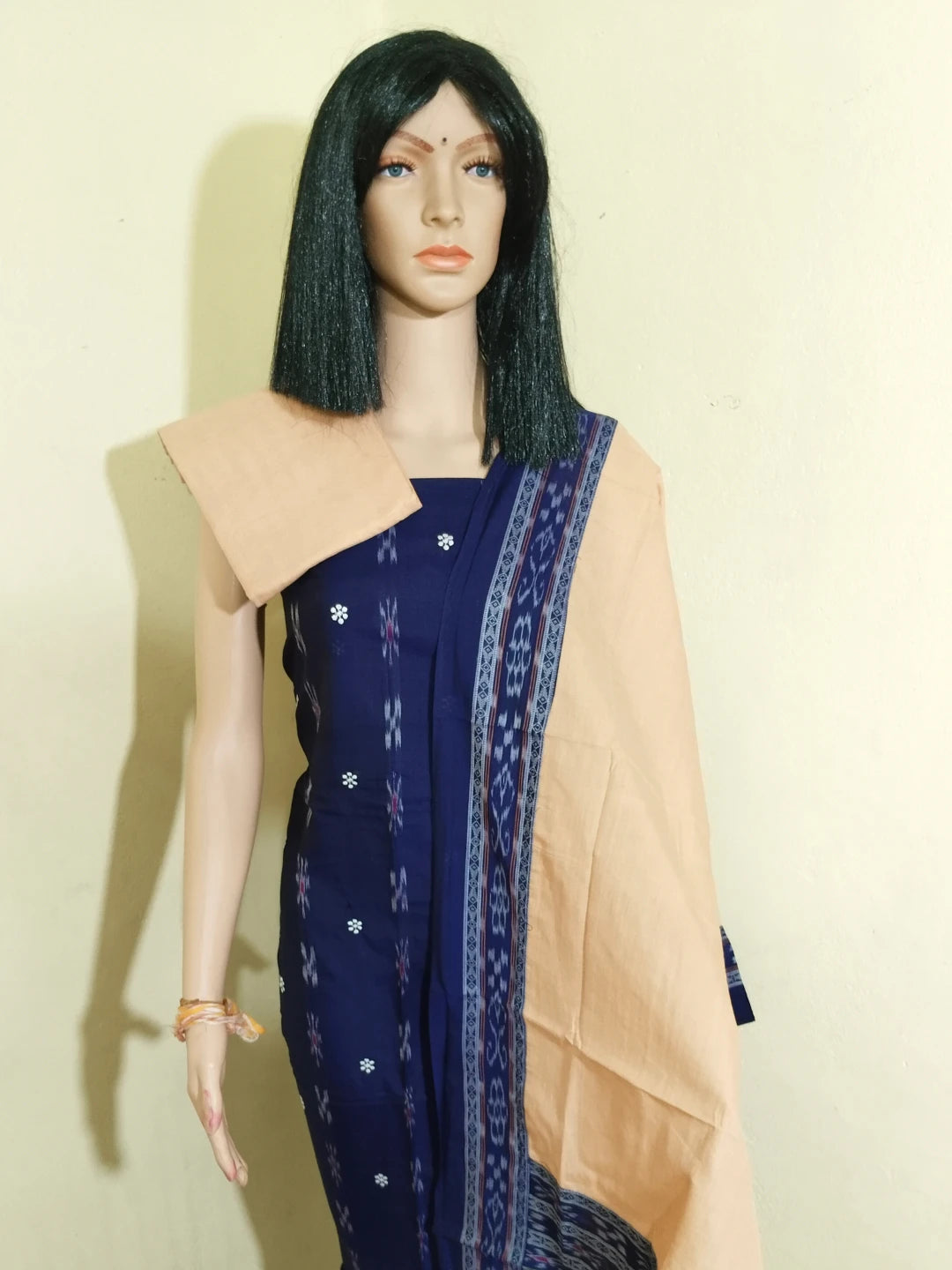 Tani buti Patchwork Design ladies dress material Yellow - Blue