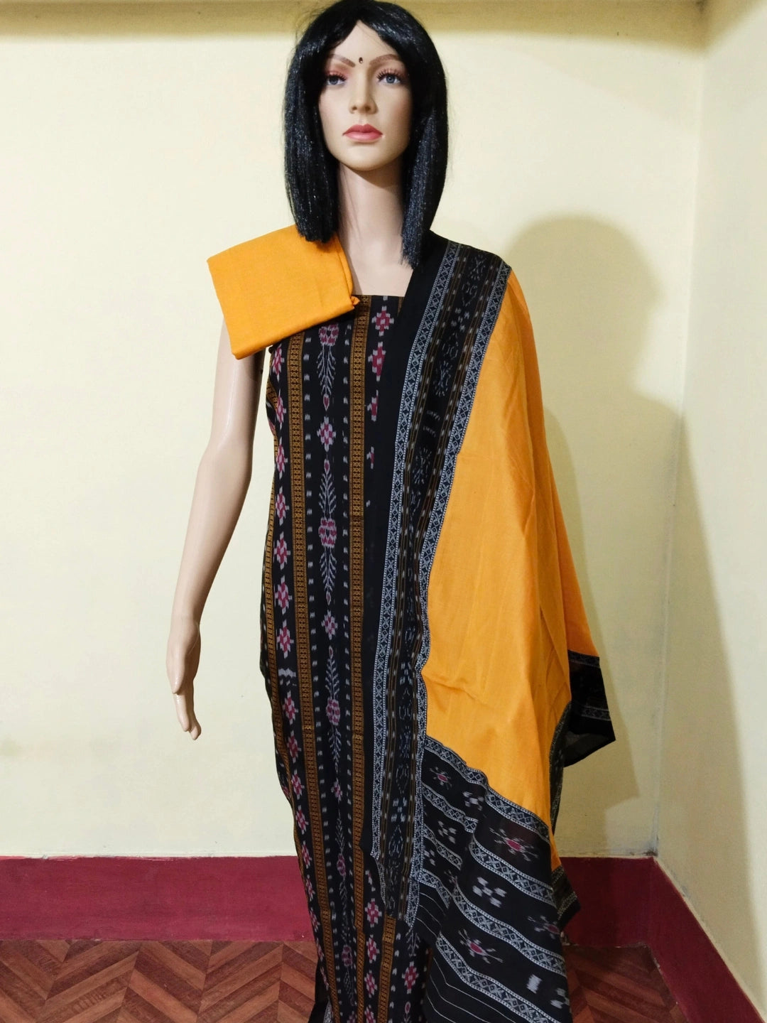 Pasapali Patchwork Design ladies dress material yellow brown