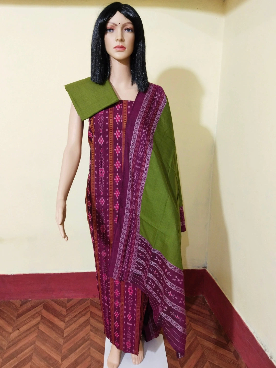 Pasapali Patchwork Design ladies dress material pink red