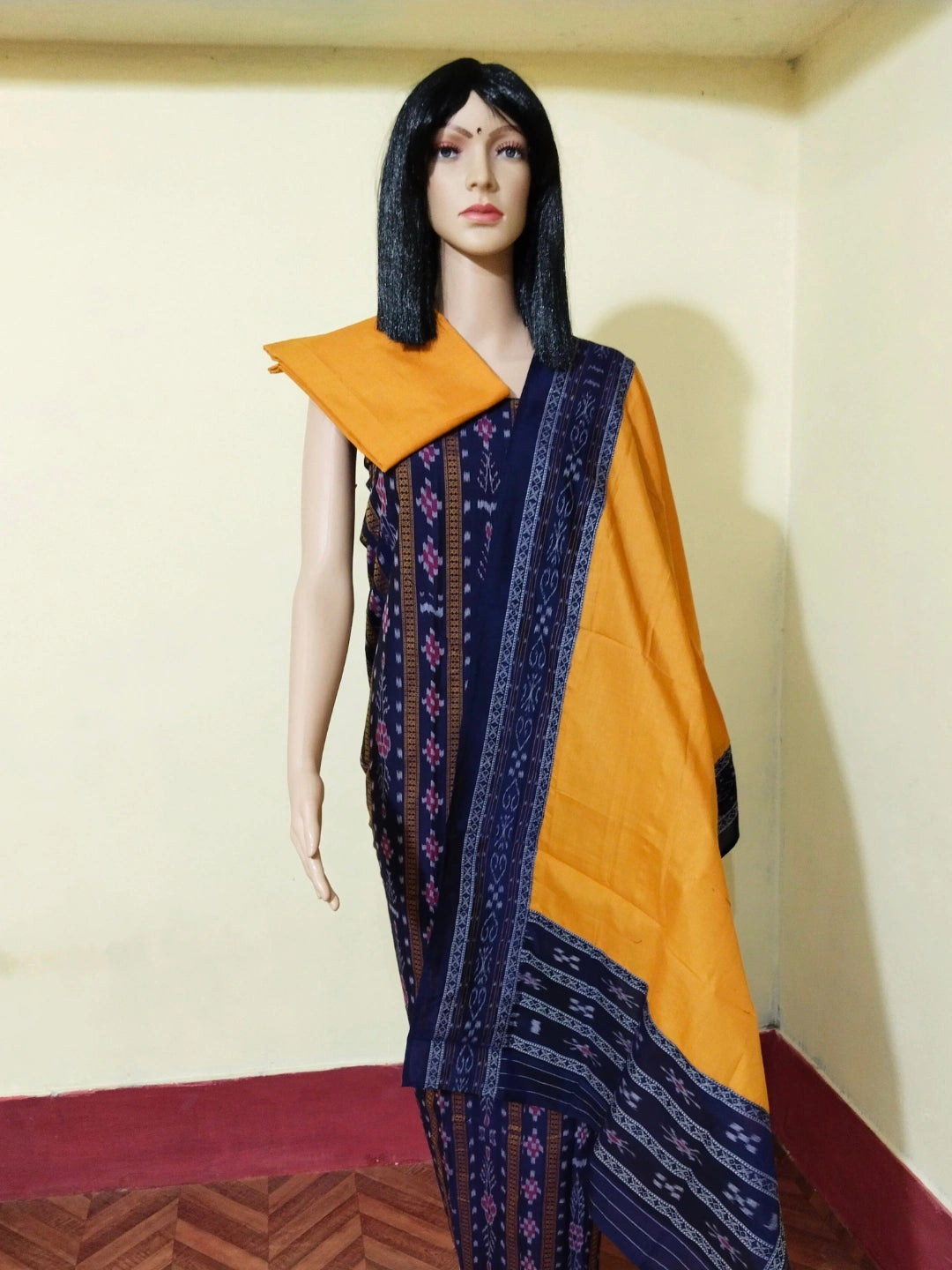 Pasapali Patchwork Design ladies dress material blue yellow
