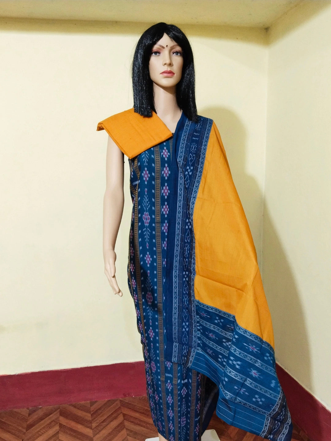Pasapali Patchwork Design ladies dress material blue red