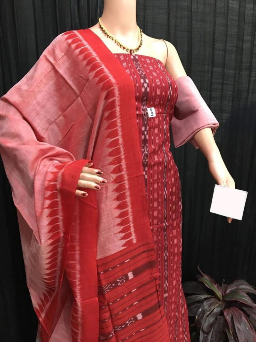 Sambalpuri handloom Design ladies dress material Redish