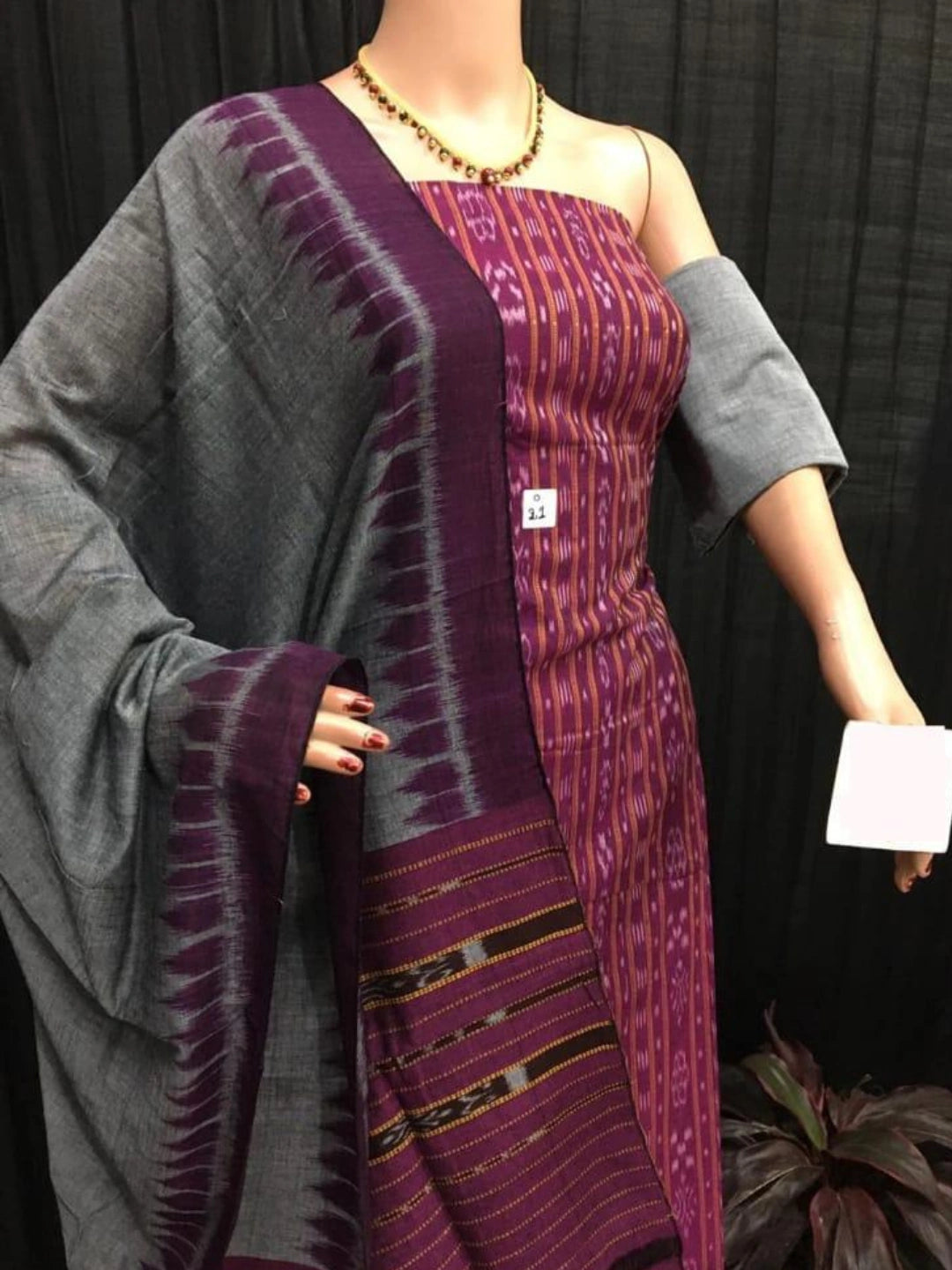 Sambalpuri handloom Design ladies dress material Pink Red