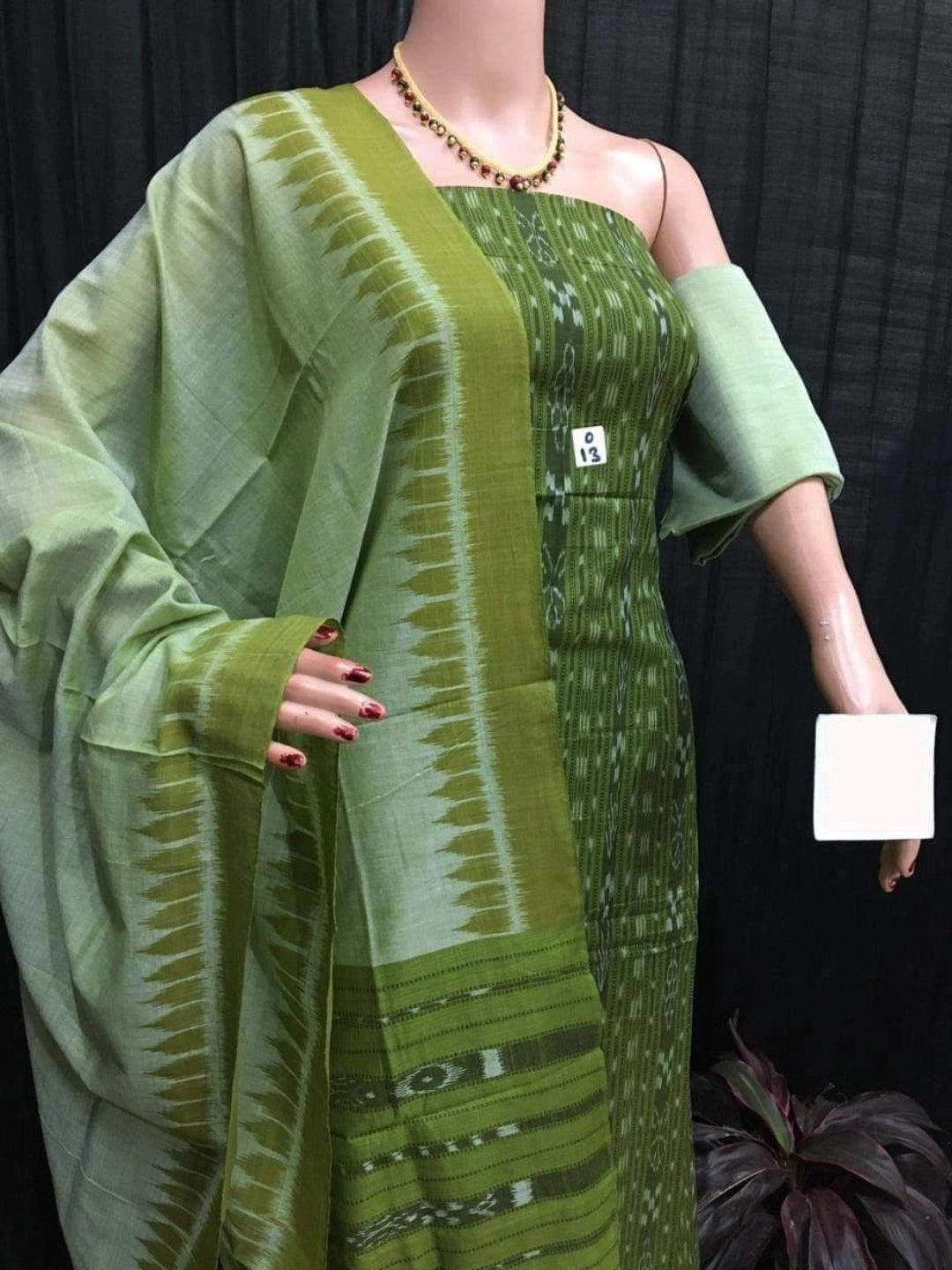 Sambalpuri handloom Design ladies dress material Light Green