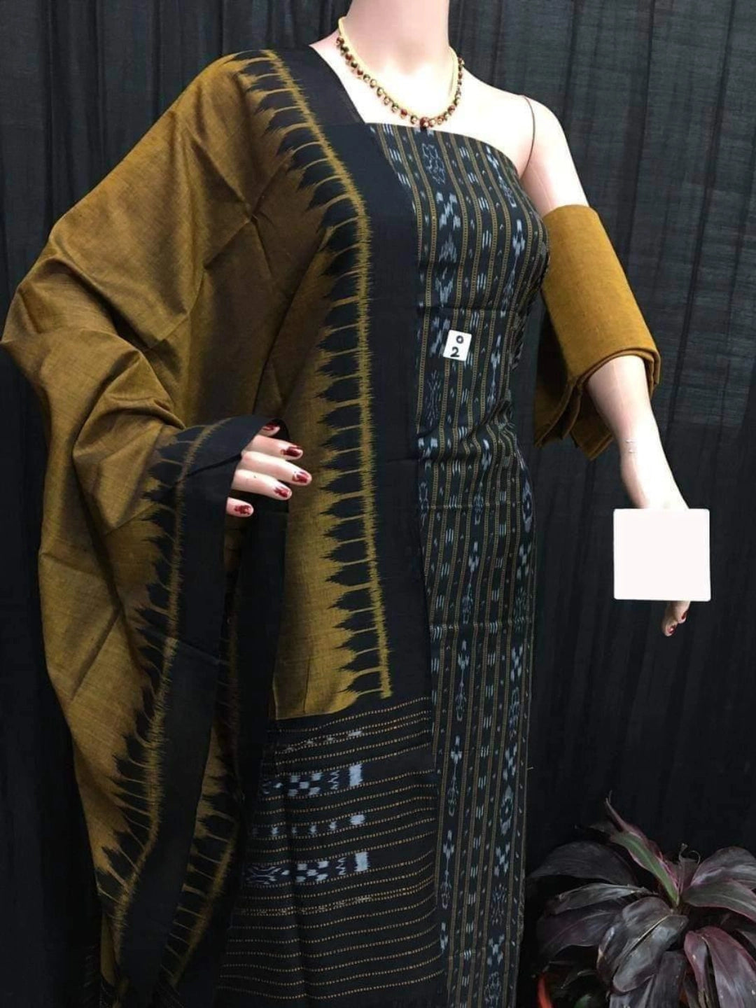 Sambalpuri handloom Design ladies dress material Black Brown