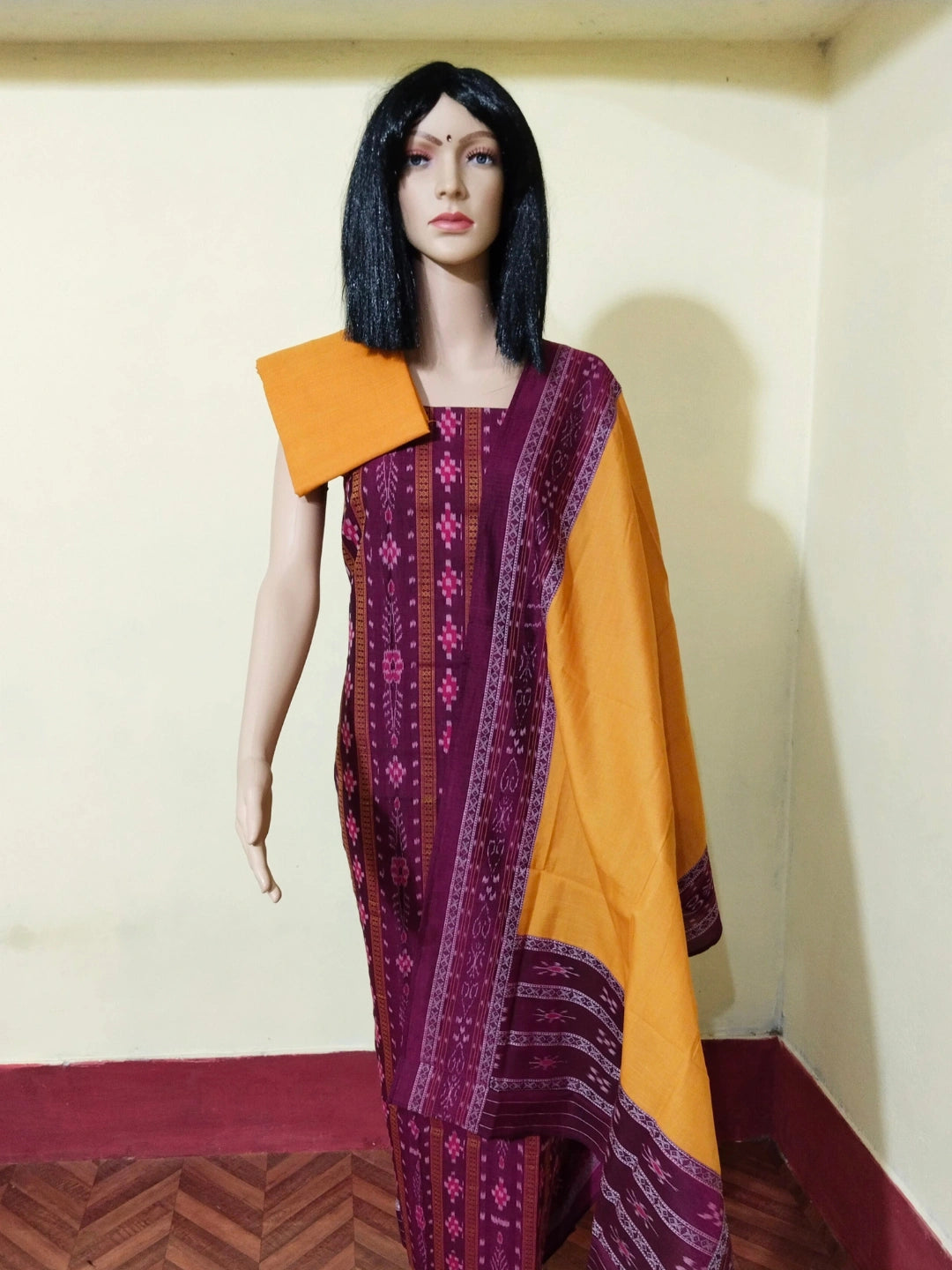 Pasapali Patchwork Design ladies dress material pink orangy