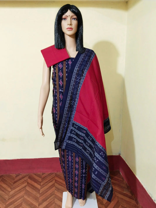 Pasapali Patchwork Design ladies dress material  deep blue red