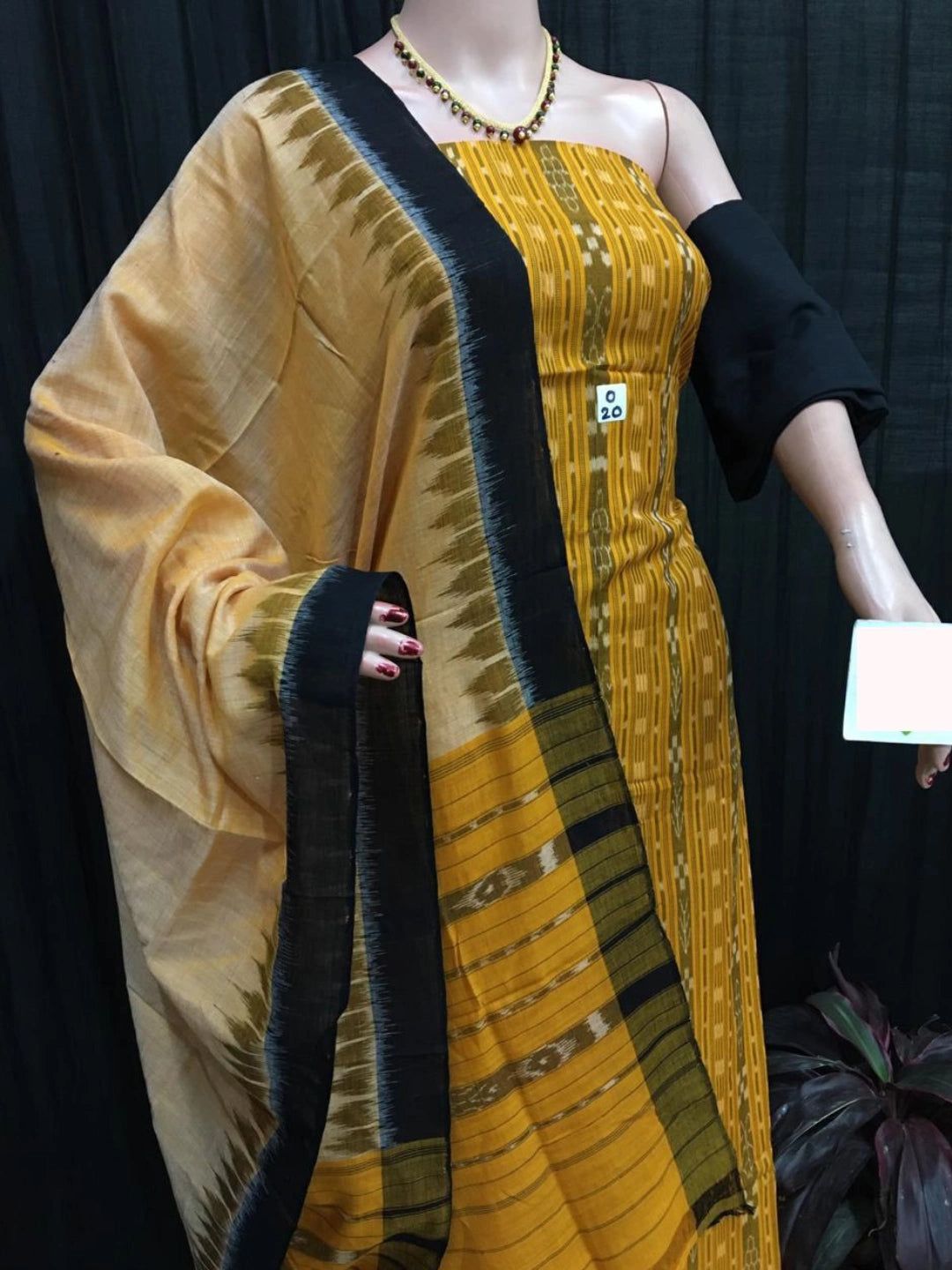 Sambalpuri handloom Design ladies dress material Yellow White