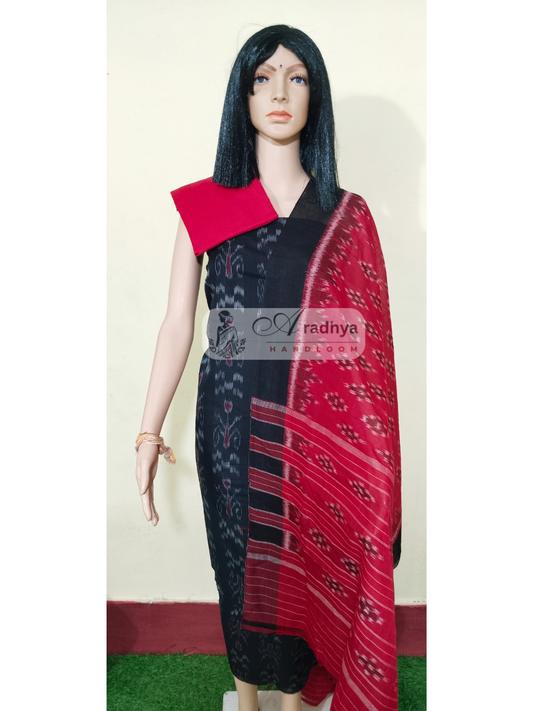 Sambalpuri handloom Design ladies dress material Black red